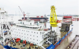 南通象嶼海裝建造的1600T風(fēng)電安裝平臺(tái)“巨杰1600”順利下水